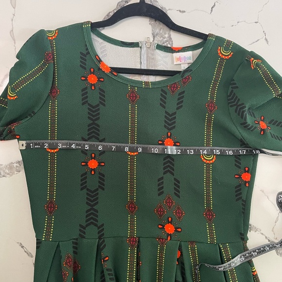 Dark Green Geometric Print LuLaRoe Dress (L) - Picture 5 of 5